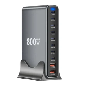 800w gan fast charge 10 port usb c pd charger – quick desktop charger for phones & tablets