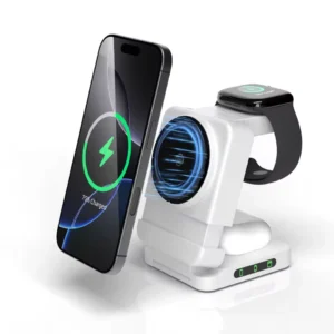 foldable 3 in 1 magnetic wireless charger stand – iphone, samsung & smartwatch holder